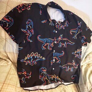 Great Men's 3XL Shirt Neon Dinosaur Shirt Retro Style Like New